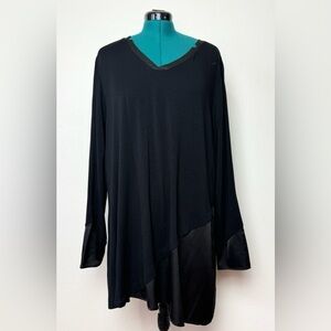 Soft Surroundings Womens 3X Black Long Sleeve Top V Neck Blouse Business Casual